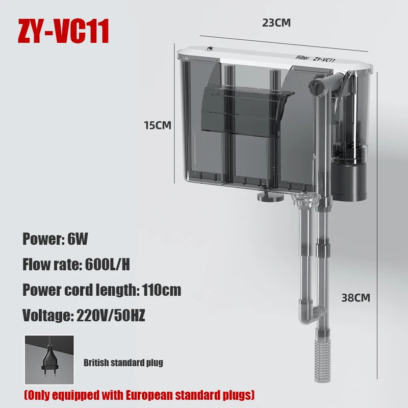 Wall-mounted Filter Three-in-one External Fish Tank Circulation Pump Small and Medium Aquarium Waterfall Oxygenation 110V 220V