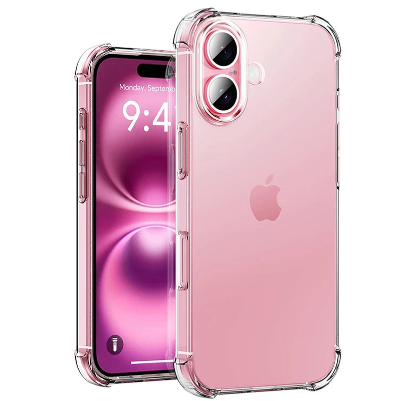 Luxury Shockproof Silicone Phone Case For iPhone 17 16 15 14 13 12 11 Pro Max Air X XS 7 8 Plus Transparent Bumper Back Cover