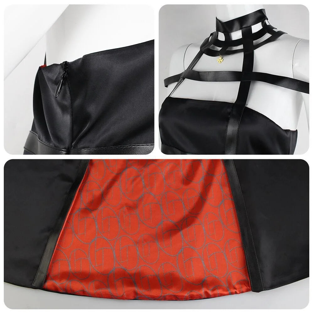 Halloween Party Anime Yor Forger Cosplay Outfit Gothic Assassin Black Red Skirt Dress Suit Uniform Long Hair Wig Earrings