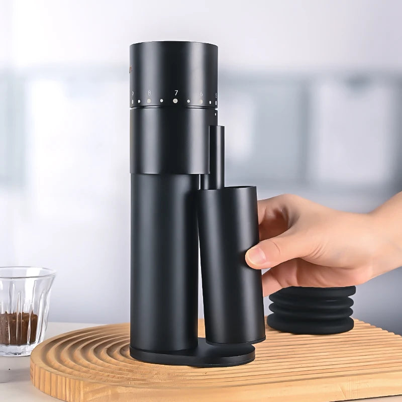 New Black Aluminum Electric Automatic Burr Mill Grinder Adjustable Stainless Steel Blades Coffee Grinder