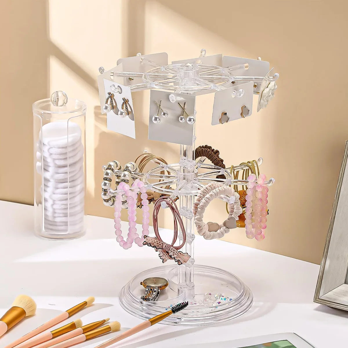 1Pc Multi-Layer Rotating Jewelry Rack, Necklace Display Stand & Bracelet Hanging Organizer, Storage Rack