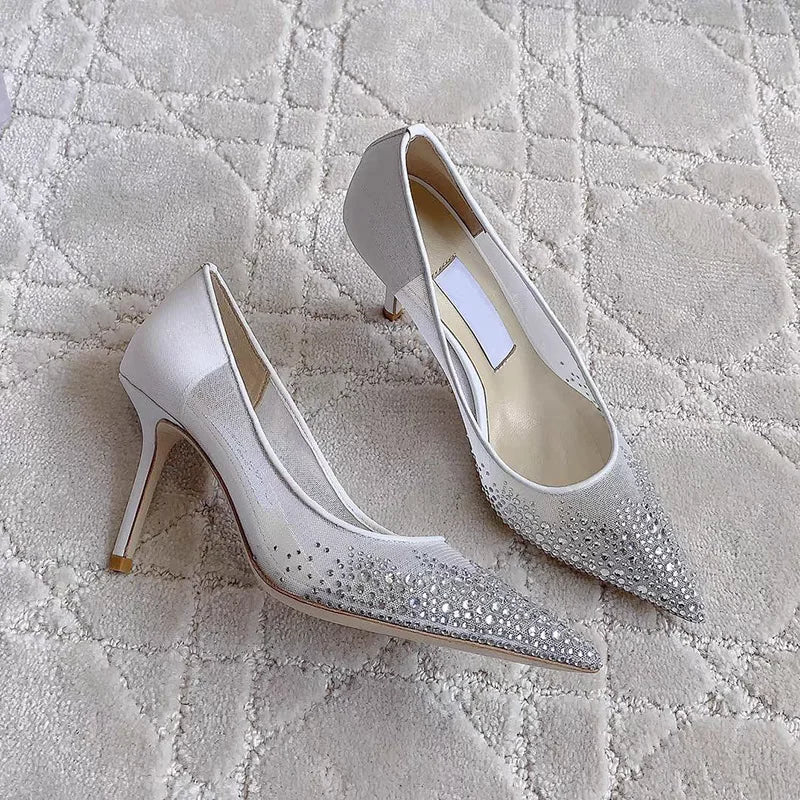 2026 European and American Women's New Mesh Pointed High Heels Shallow Mouth Sexy Fashion Shoes