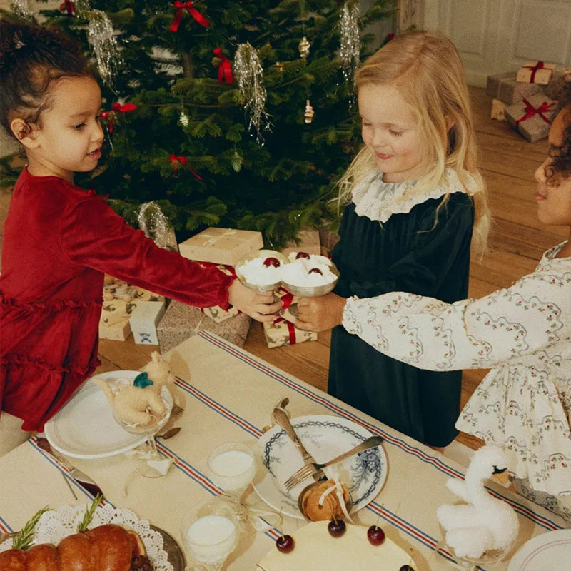 Autumn Winter Kids Christmas Dresses KS 2024 Velvet Bow Girl Princess Dress Baby Jumpsuit New Year Party Children's Clothing