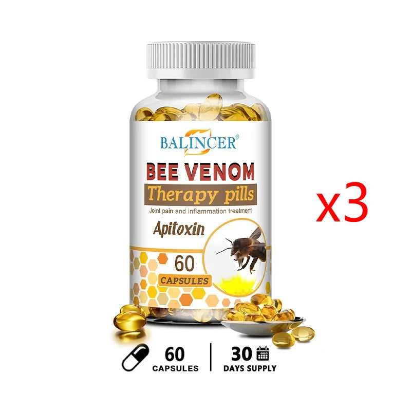 Bee Venom Extract Capsules for Relieve Joint & Knee Pain Relieve Discomfort of Bones and Joint, Non-GMO