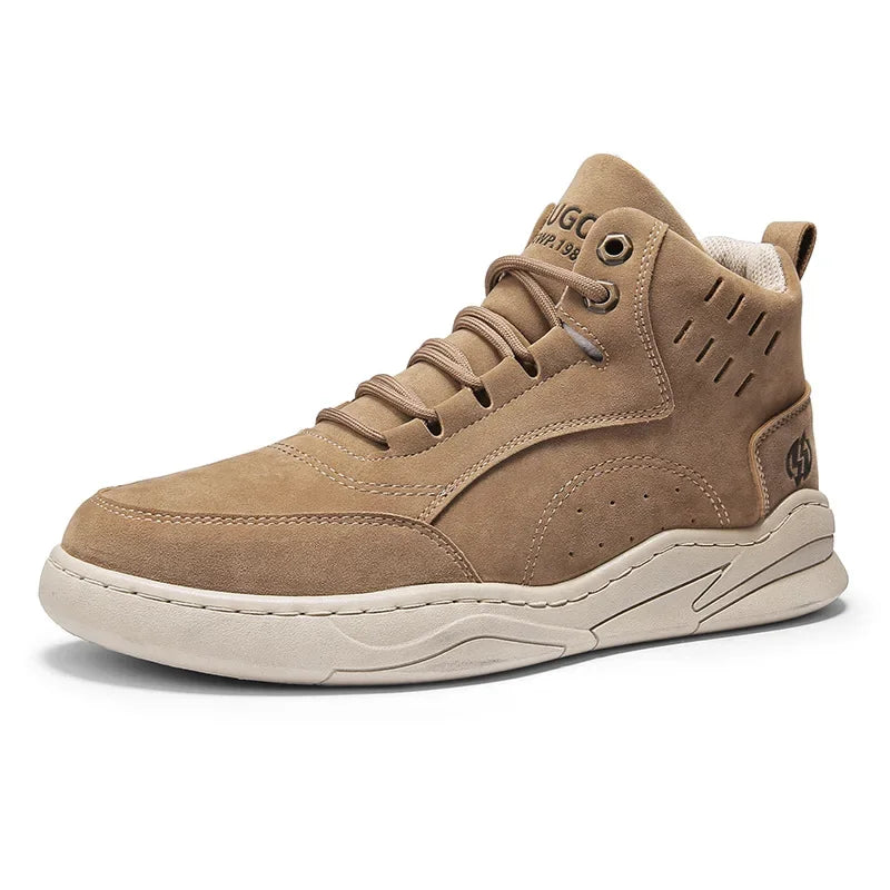 Men's High Top Sport Shoes Winter New Fashion Retro Outdoor Travel Matching Lace up Leather Surface Shoes Comfortable Casual Sne