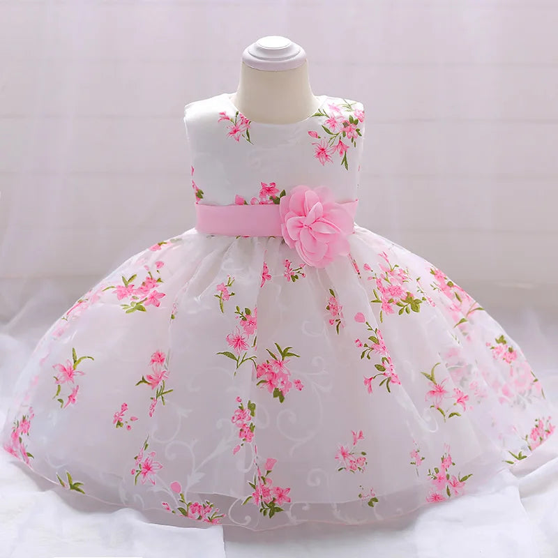Bow Tulle Baby Baptism Dress For Girls Princess Costume Infant 1 Year Birthday Wedding Party Dresses Toddler Girl Summer Clothes
