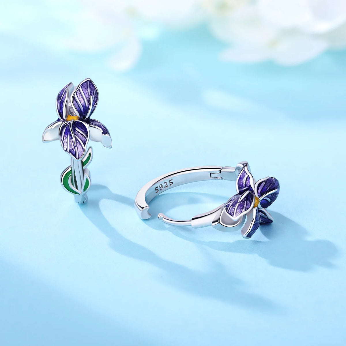 925 Sterling Silver Needle Iris Flower Hoop Earrings for Women Original Elegant Versatile Jewelry Birthday Party Fine Gift 2026