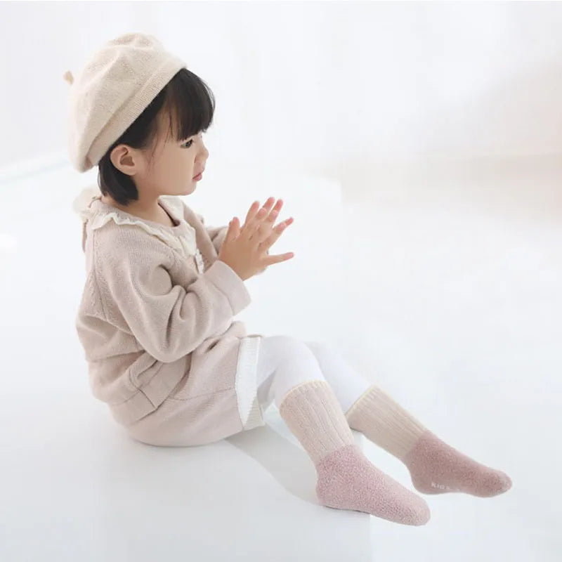 MILANCEL Winter New Baby Socks Infant Patchwork Non-slip Socks Newborn Baby Thickened Warm Socks