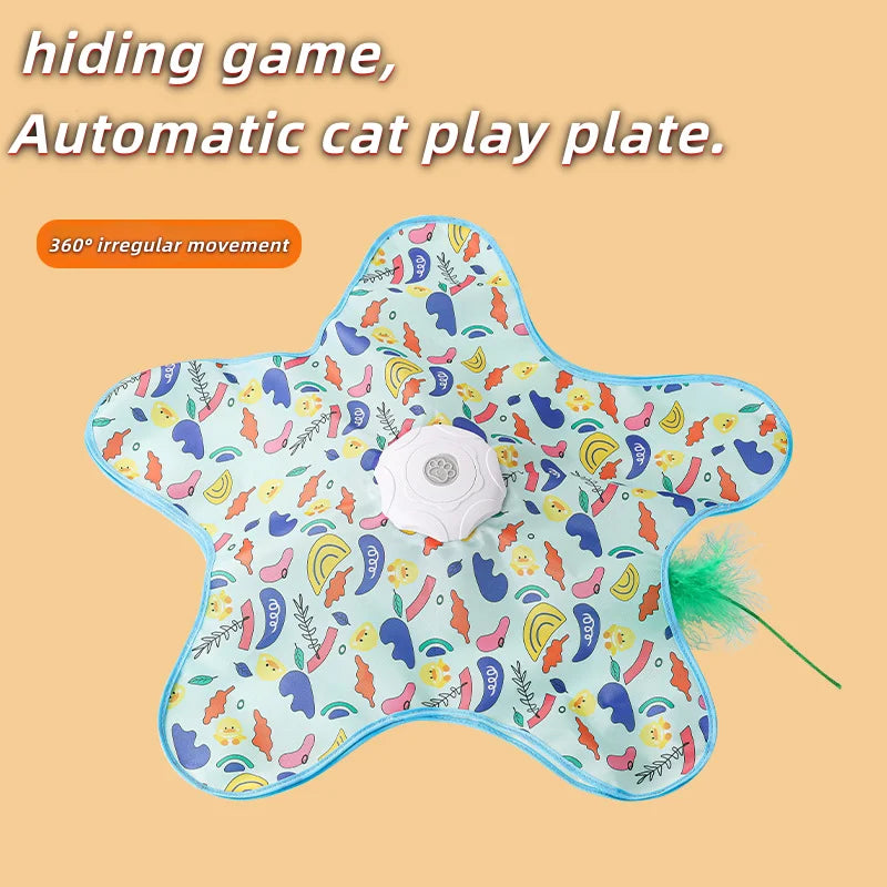 Cat and Dog Toy Interactive Hide and Seek Cat Toy with Mouse Squeak Motion Activated Mobile Hidden Feather Kitten Teasing Toy