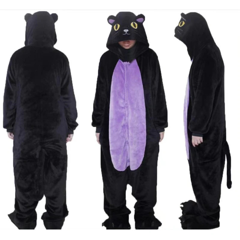 Animal Cosplay Overalls Kigurumi Cat Costume Halloween Carnival Stage Performance Role Play for Adults Kids Clothes Party Set