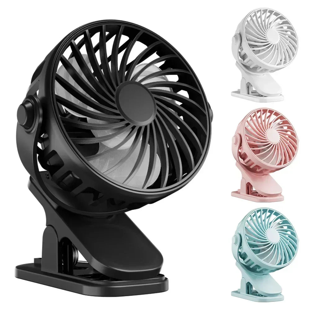 Desktop Clip Fan 3 Speed Quiet USB Mini Cooling Desk Fan 360° Rotate Portable Electric Fan Clip Fans for Strollers Air Cooler