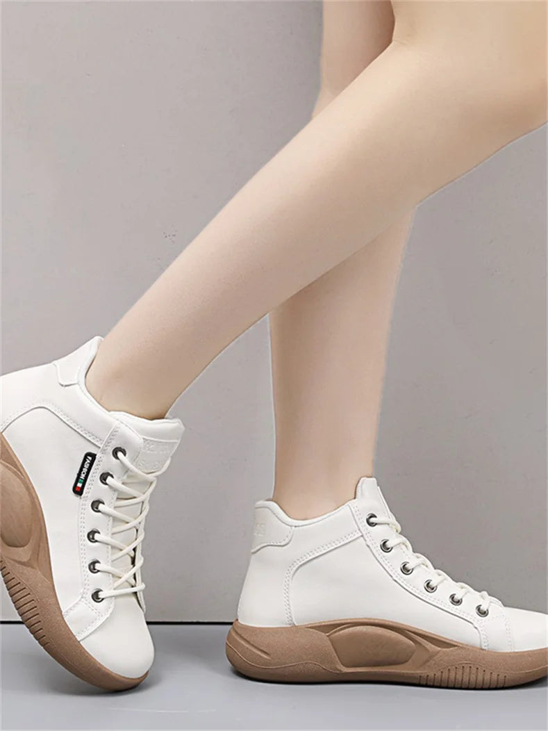 CINESSD Version of High-top Shoes for Female Students Trend of Casual Running Shoe Comfortable Lace-up Sneakers Female Shoes