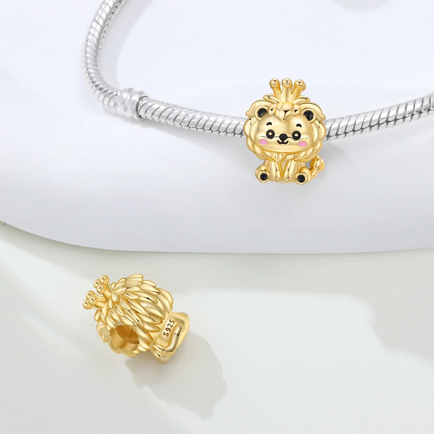925 Sterling Silver Cute Pet Animal Lion King Pendant DIY Jewelry Beads for Women Bangle Bracelet Necklace Birthday Party Gifts