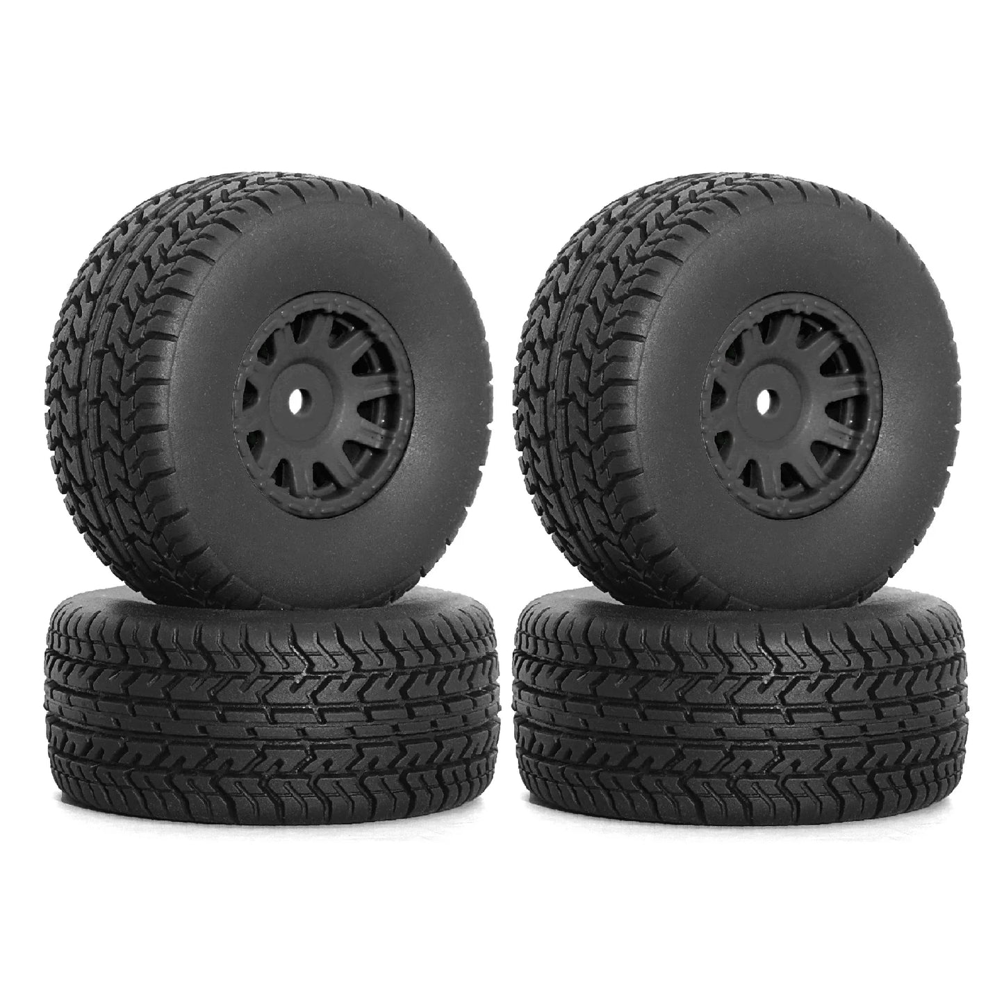 4Pcs 65mm Wheel & Tires Set with 12mm Hex for Arrma 1/14 Mojave Grom Short Course Truck Upgrade Parts