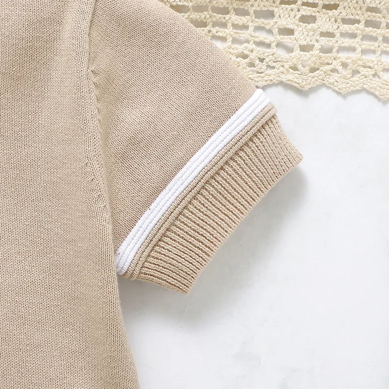 Summer Solid Short Sleeve T-Shirts+Shorts 2PCS Outfits for Newborn Boys Cotton Clothes Sets 0-18m Infant Knit Tracksuits Costume
