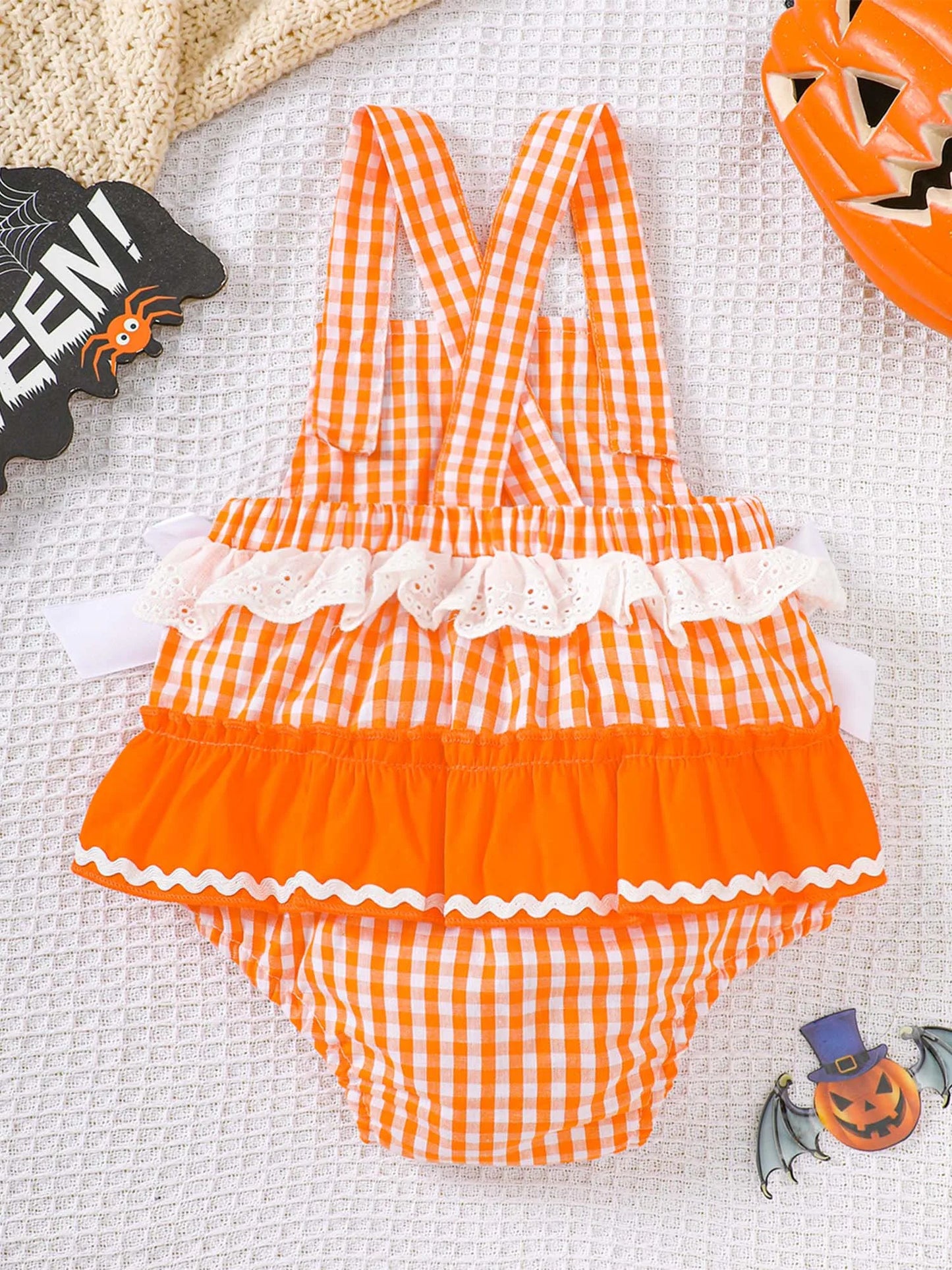 Infant Girls Halloween Theme Party Carnival Pumpkin Ghost Skeleton Cosplay Costume Skull Pumpkin Face Apparition Print Romper