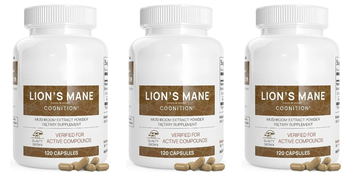 Lion’s Mane Mushroom Extract Capsules 1000mg, 300mg Beta Glucans, 120 Count, Vegan Non-GMO Gluten Free Daily Blend