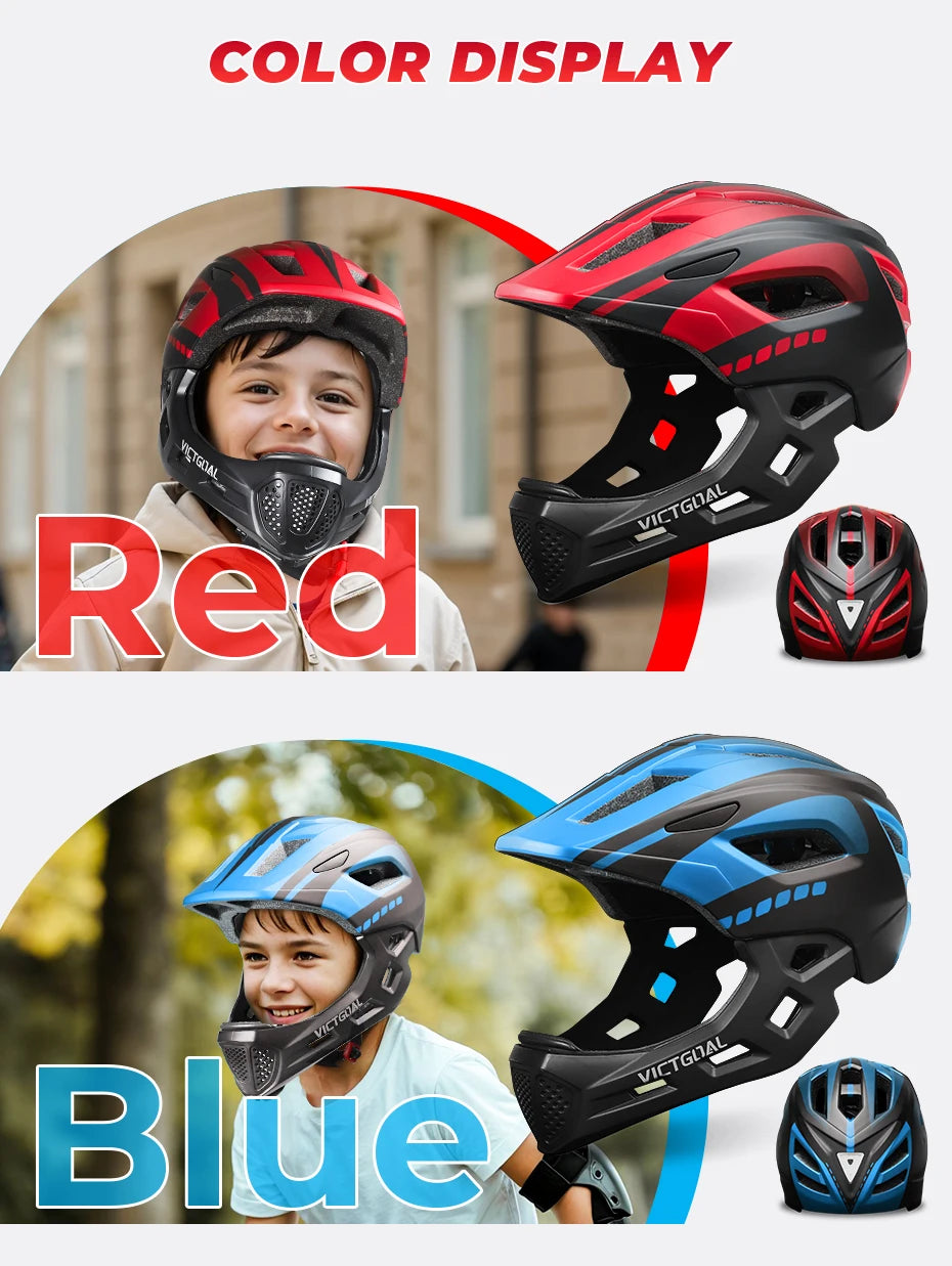 VICTGOAL Kids Detachable Full Face Bicycle Helmet Child Sports Safety Cycling Protection for Balance Bike Roller Skating Caps