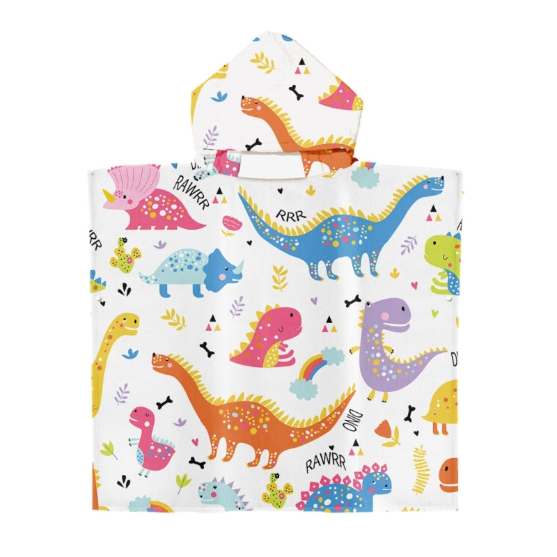 Toddler Kids Beach Towel Cotton Bathrobe Baby Boys Girls Dinosaur Animal Hooded Bathing Towel 60x60cm Children Dinosaur Blanket