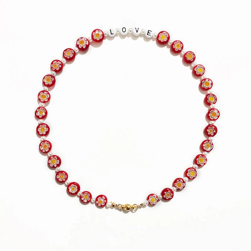 Fashion Rainbow Beads Choker Bohemian Handmade Imitation Pearls Necklace Women Charming Accessories 2022 New Trendy Jewelry