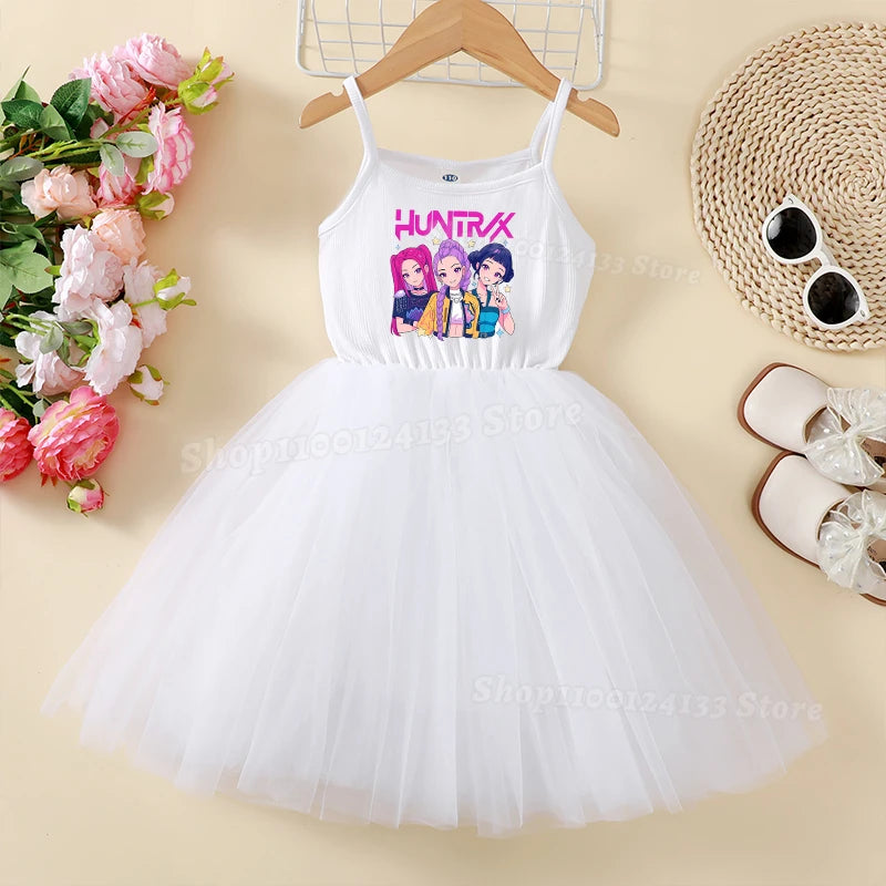 Demone Hunter Girls Baby Dress Skirts Summer Cute Anime Harajuku Princess Y2K Kawaii Clothes Kids Tutu Puffy Skirt Birthday Gift