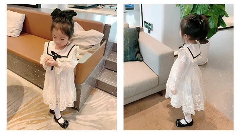 2024 Girls Lace Dress New Childrens Bow Princess Dress Girl Baby Dress Kids Sweet Designable Cute Dresses for Girls
