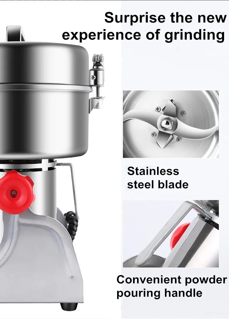 110V/220V 2500g Powder Machine Grinder Home Commercial Medicinal Herbs Cereals Spices Miscellaneous Grains Flour Grinder 4500W
