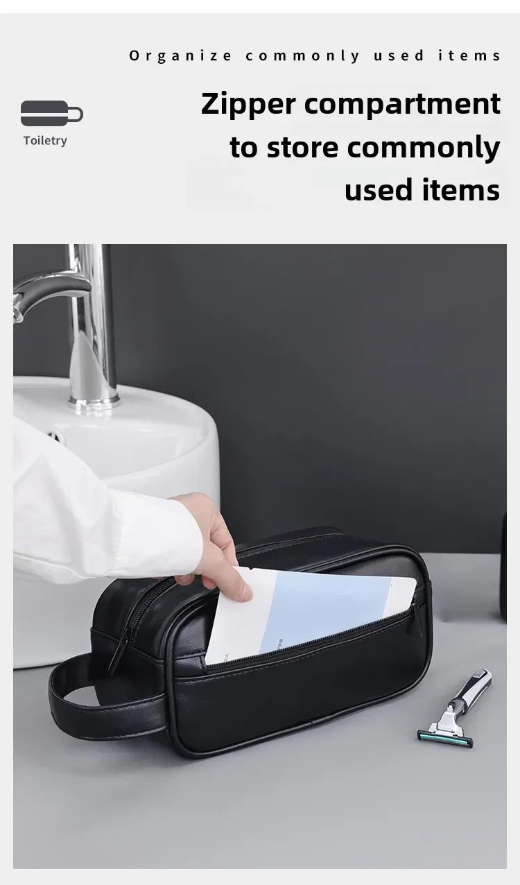 Multi Pockets PU Toiletry Bag For Women Men Travel Essentials Makeup Bags Waterproof Hanging Bag Cosmetic Washing Organizer Bag