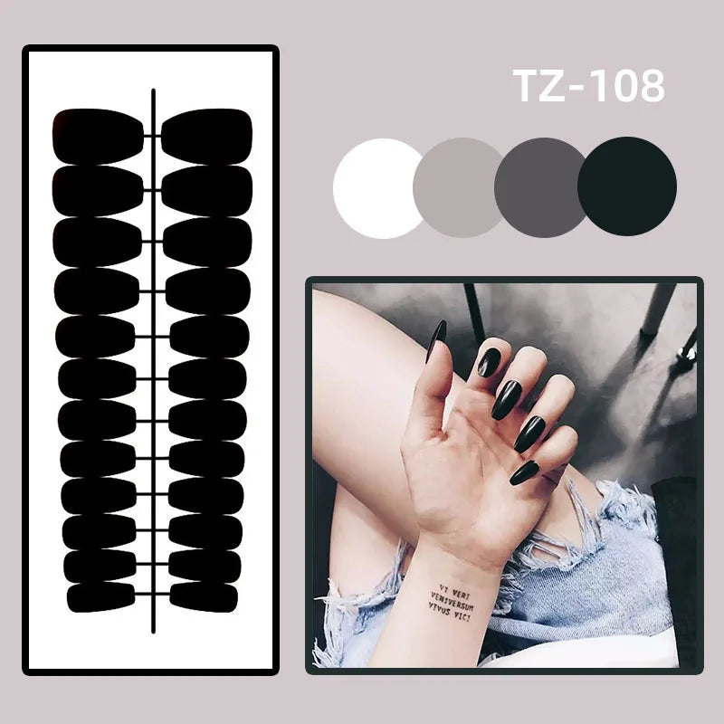 24pcs Long Almond False Nails with Flower Pearl Rhinestone Design Fake Nails Leopard Print Press on Nails Sets Finished Manicure