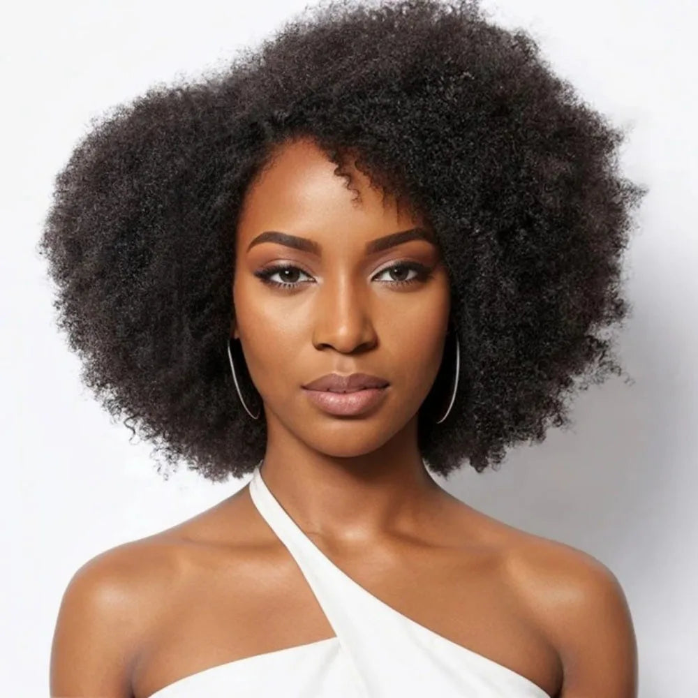 13x5x2 Side T Part Lace Wigs Afro Kinky Curly Short Bob Wig Human Hair Wigs 14 Inch Short Curly Afro Wigs for Woman 250 Density