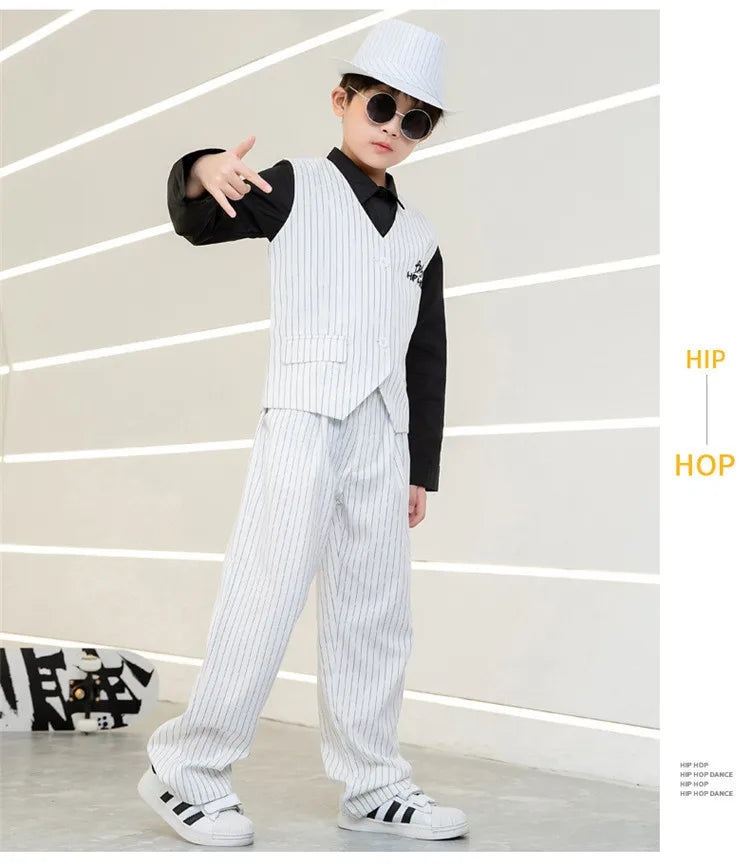 Kids Performance Costume Stage Outfit for Hiphop Dance Clothing Boys Girls Jazz Breaking Streetdance Waistcoats