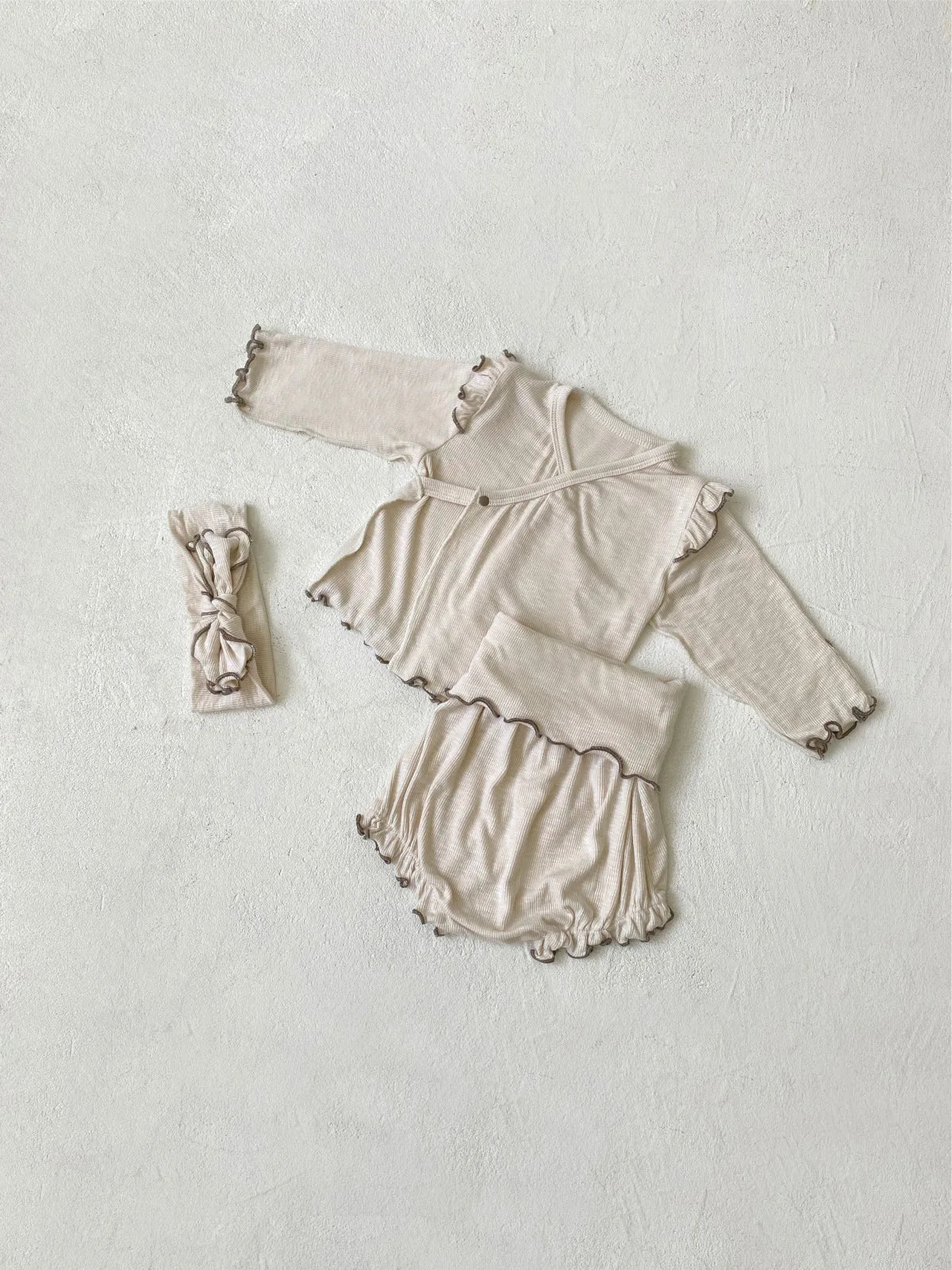 6738 Baby Clothing Set 2025 Autumn New Baby Girl's Home Suit Flying Sleeve Top+High Waist Belly Shorts Pajamas Set