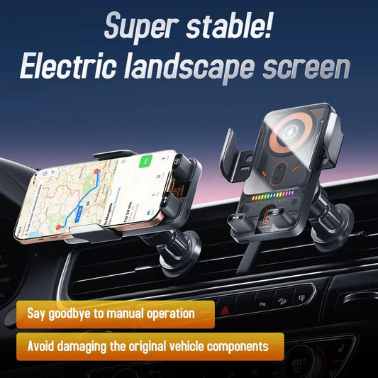 15W Auto-Clamping Wireless Car Charger Mount Fast Charging Air Vent Phone Holder with One-Hand Operation for Driving
