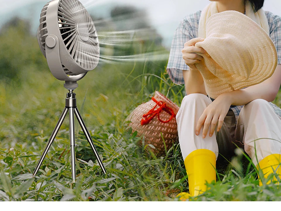 Remote Control Floor Table Air Cooler Mini Portable Wireless Ceiling Fan 360° Rotation 3-speed Wind For Camping Home Night Light