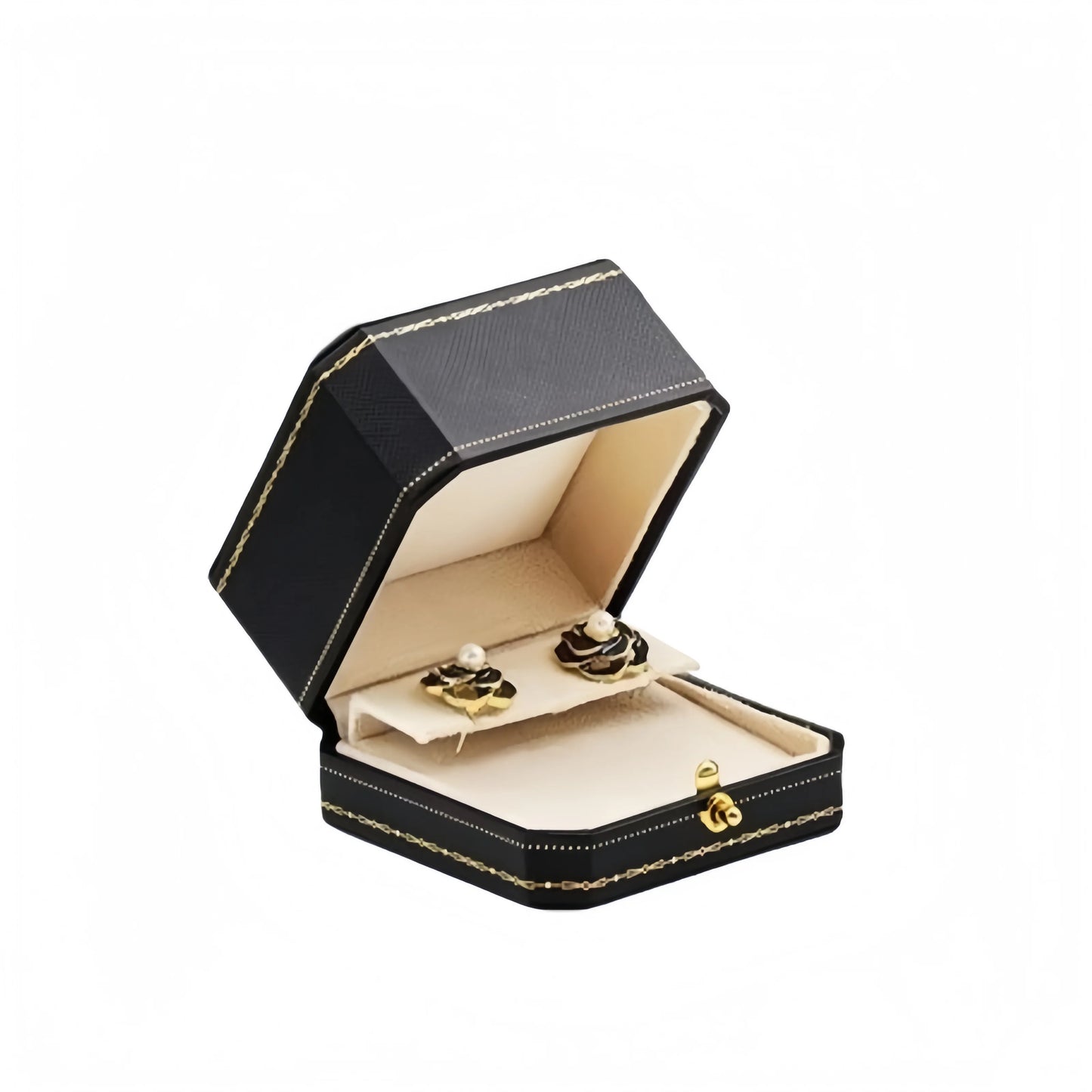 Customizable LOGO Vintage Octagonal Gold Text Storage Box Ring Earnail Bracelet  Jewelry Packaging Case Collection Storage Box