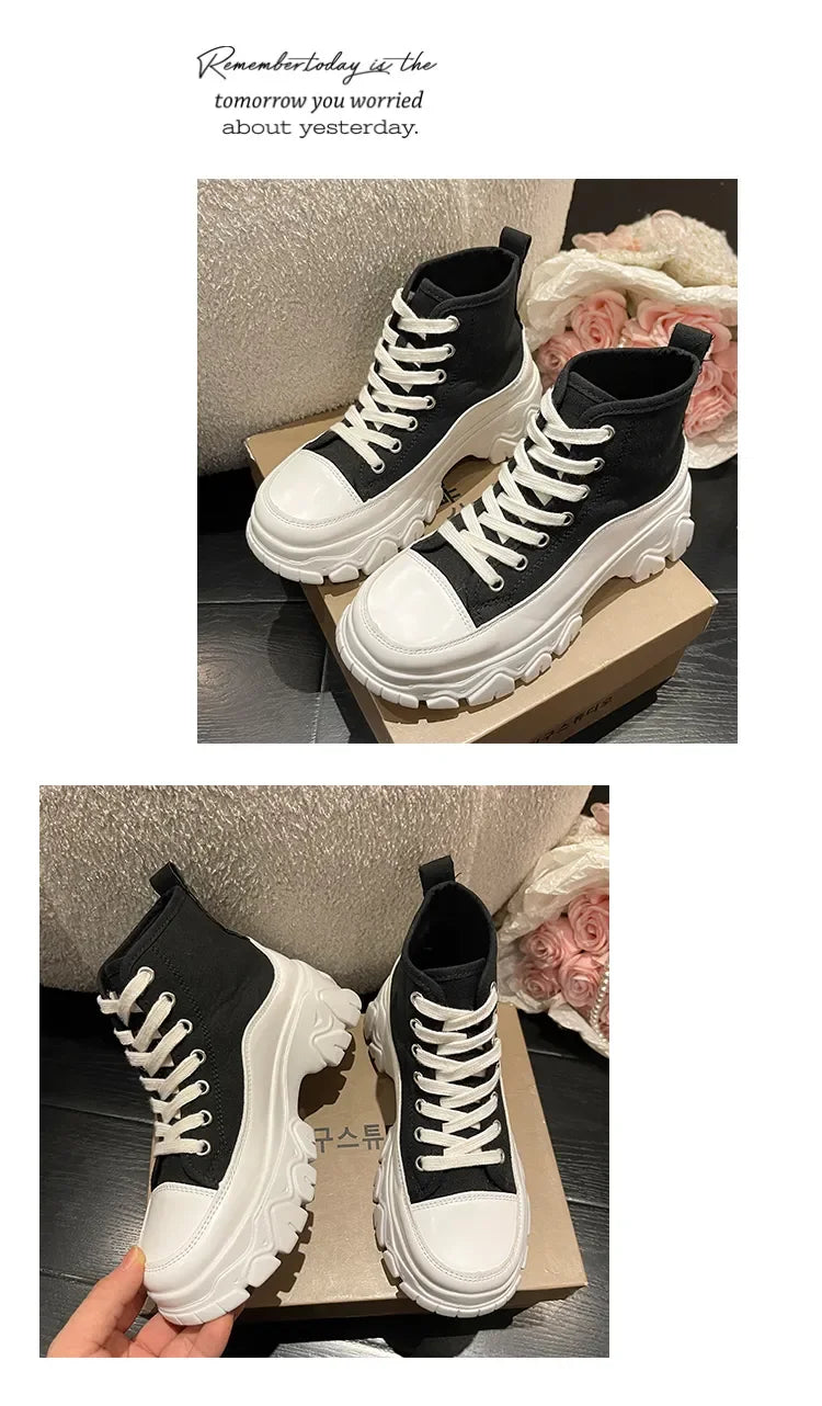 New Women Run Star Sneakers High Top Platform Women Sports Shoes White Black Casual Fashion Canvas Shoes Vulcanized Shoes Feme