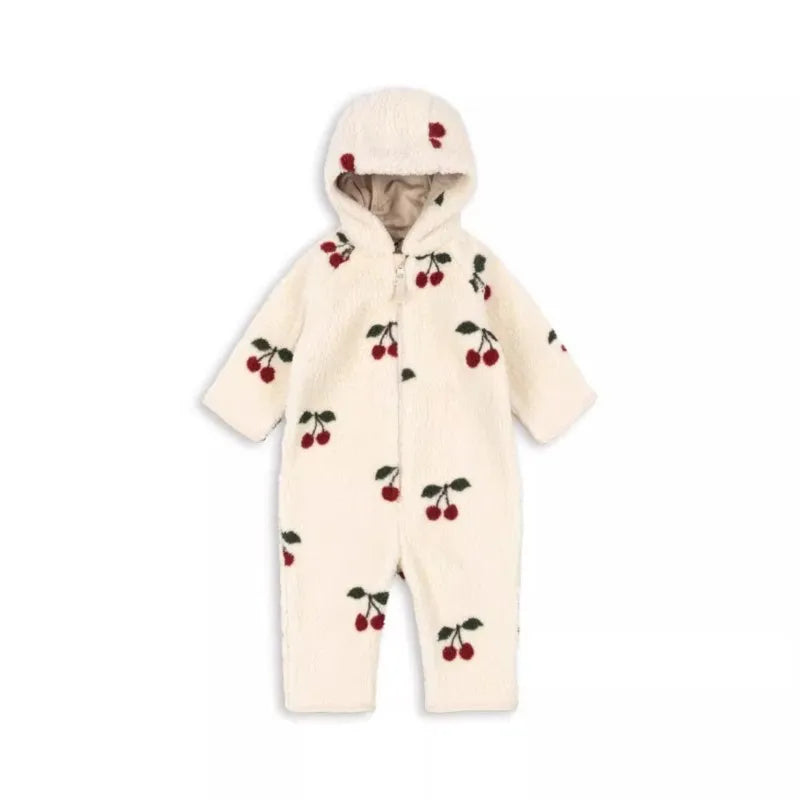 Baby Boy Girl Lamb Wool Hooded Jumpsuit Infant Toddler Child Warm Outfit Long Sleeve Spring Autumn Winter Baby Clothes 0-2Y