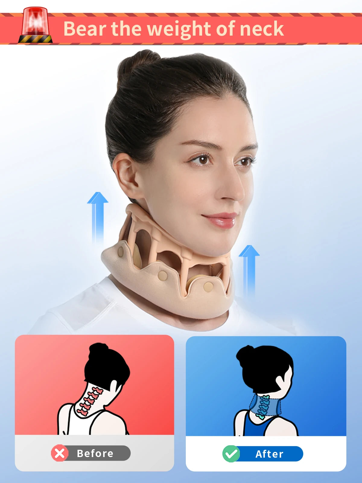 VELPEAU Silicone Neck Brace, Neck Support for Spine Pressure and Posture Correction, Cervical Collar Breathable & Waterproof