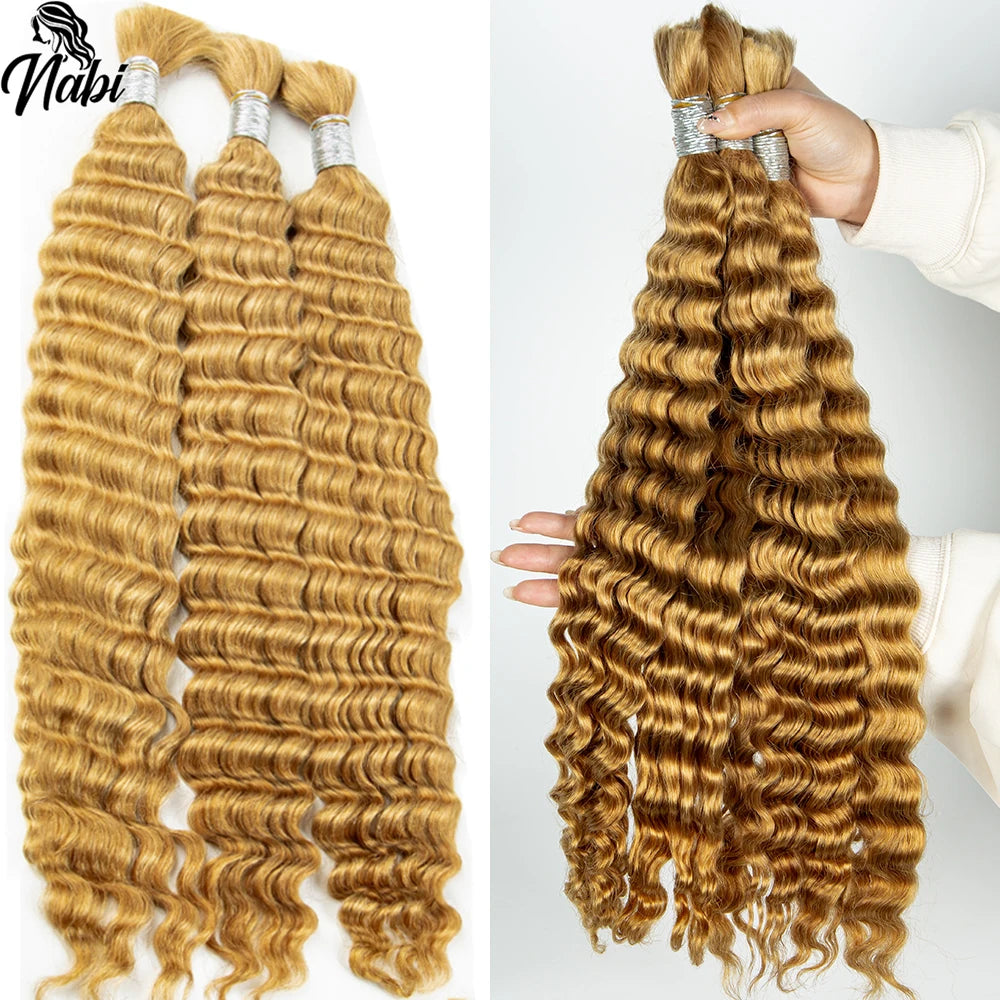 4/27# 99J# Colored Human Hair Boho Braiding Hair 50g/bundle Deep Wave Brazilian Human Braiding Hair for Black Women