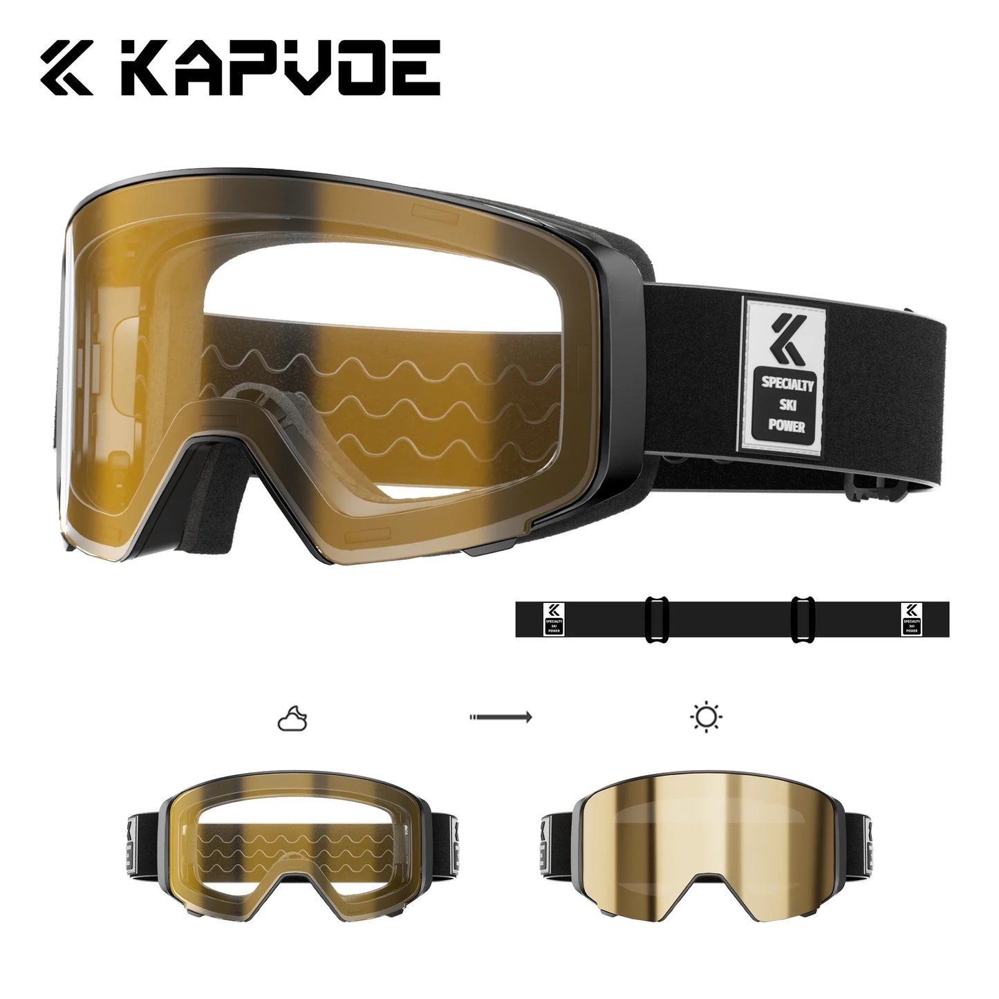 Kapvoe 2026 Skiing Eyewear Flip Ski Goggles Photochromic Snow Goggles Men Snowboard Mask Protection Glasses Snowmobile Winter