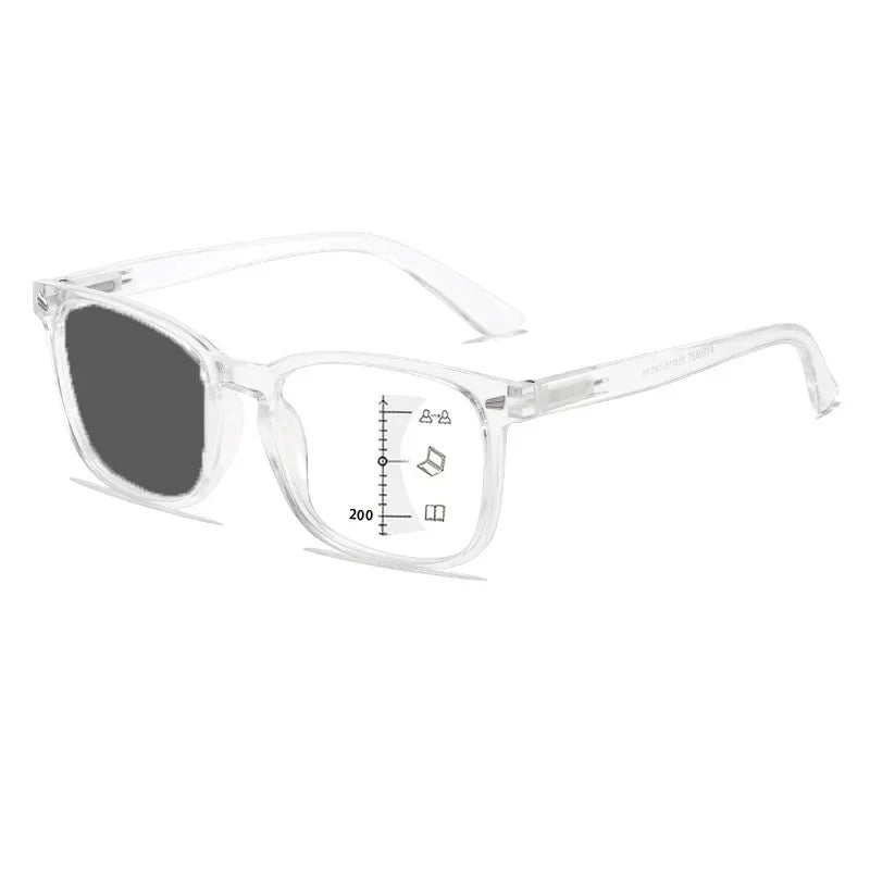 2024 Photochromic Anti Blue Reading Glasses Intelligent Far and Near Dual Light Multifocal Presbyopic Glasses Optical Eyeglass