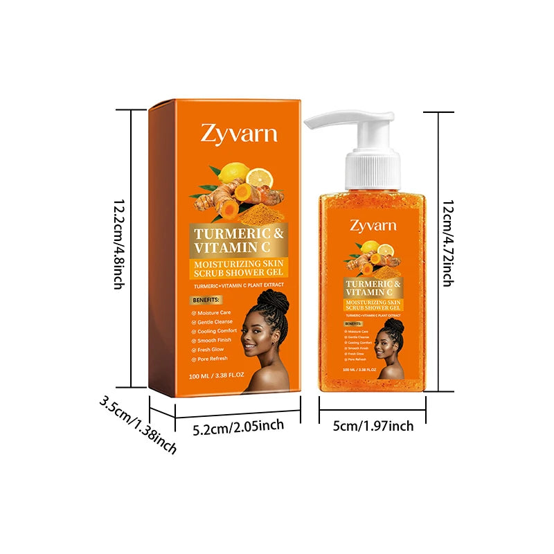 Turmeric&Vitamin C Moisturizing Body Wash, Exfoliating Cleansing Smoothing Body Wash, Gentle Scrub Finish Refreshing Natural Sce
