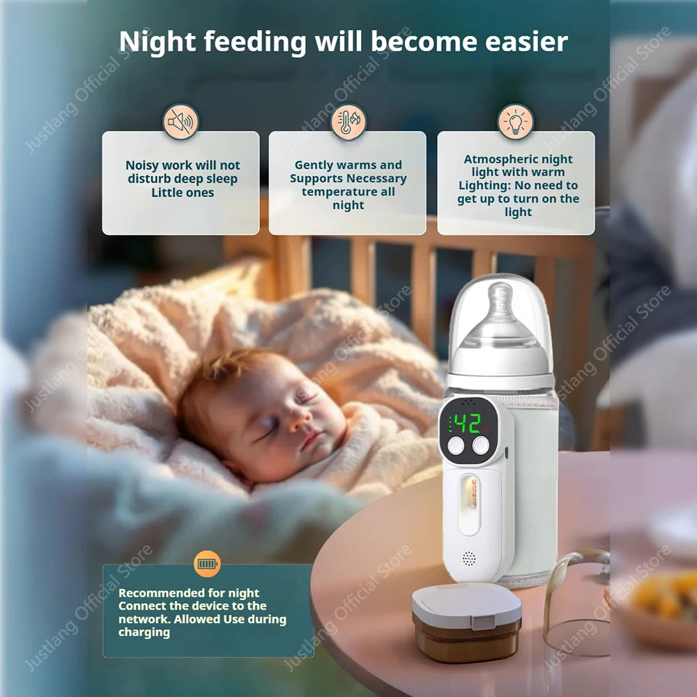 JUSTLANG Smart Voice Control Baby Bottle Warmer 7 Heat Level 8000mAh Multifunction Breast Milk Warmer Accurate Temperature