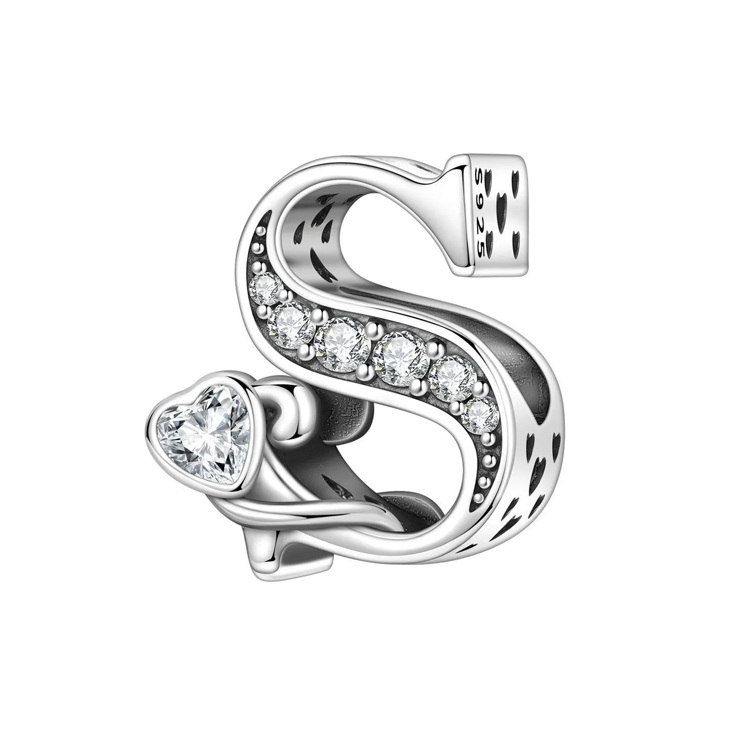 2026 New 925 Sterling Silver Zircon Scroll Grass Pattern 26 Letter Bead Charms for Women Fit DIY Bracelet Necklace Jewelry Gift