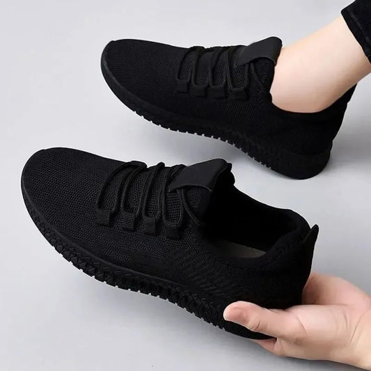 Women Casual Sport Shoes Light Sneakers Women's Black Outdoor Breathable Mesh Black Running Shoes Athletic Jogging Tennis Shoes