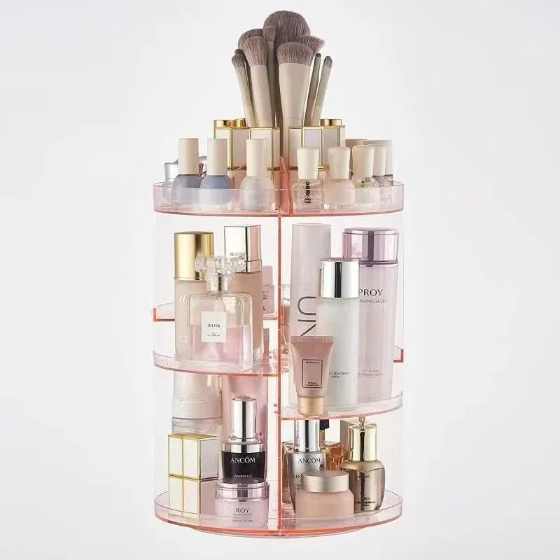360° Rotating Cosmetic Storage Box Transparent Multi-Layer Organizer Suitable for Lipsticks,Makeup Brushes,and Skincare Products