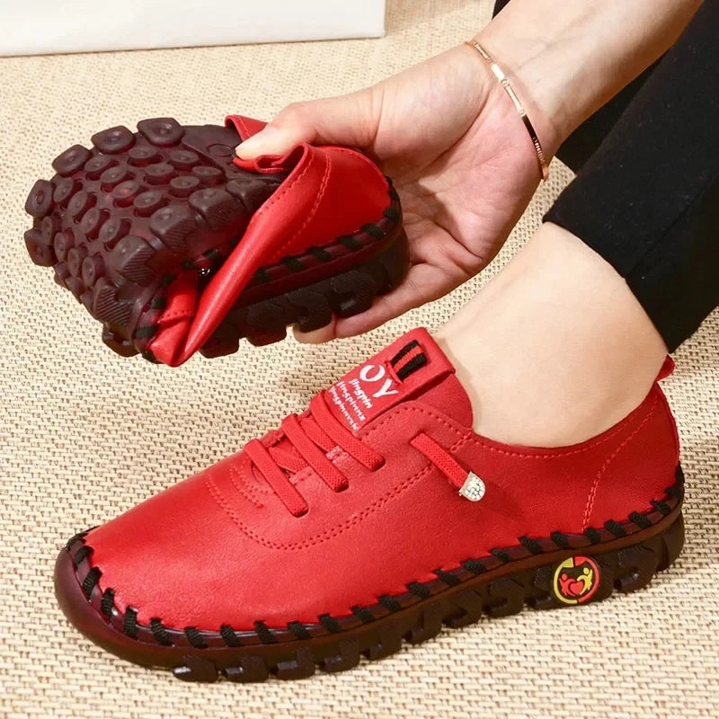 2025 Women Sneakers Platform Shoes Leather Patchwork Casual Sport Shoes Ladies Outdoor Running Vulcanized Shoes Zapatillas Mujer