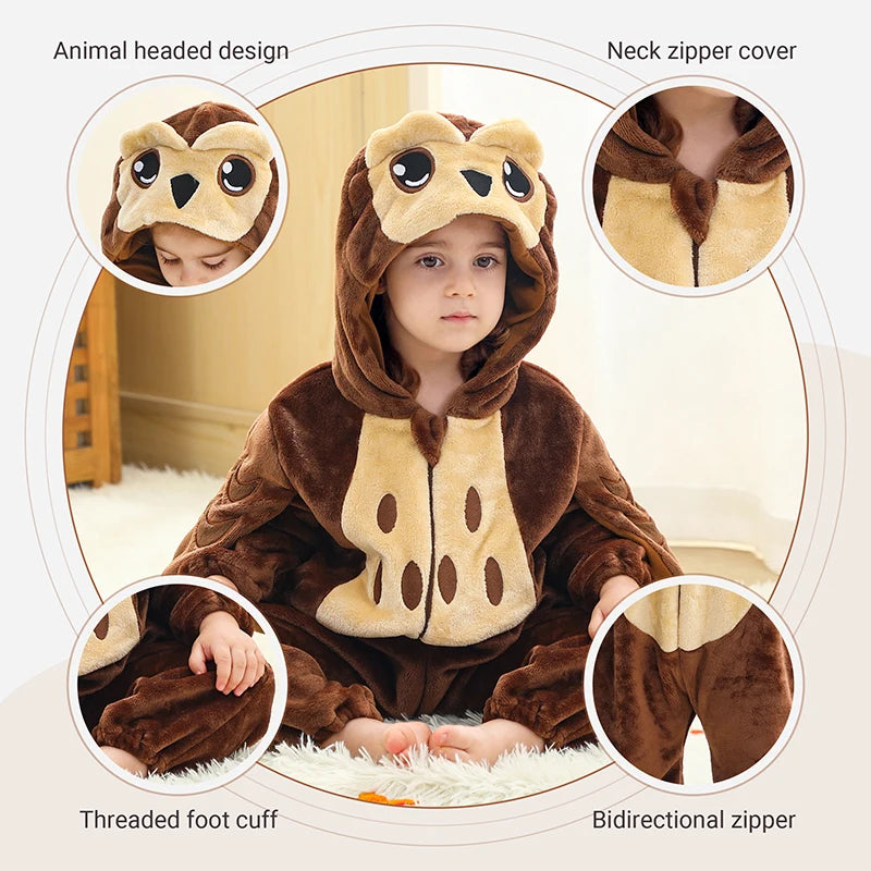 MICHLEY Halloween Lion Baby Rompers Clothes Hooded Flannel Cosplay Toddler Infant Pajamas Bodysuit Jumpsuit Costume For Kids Boy