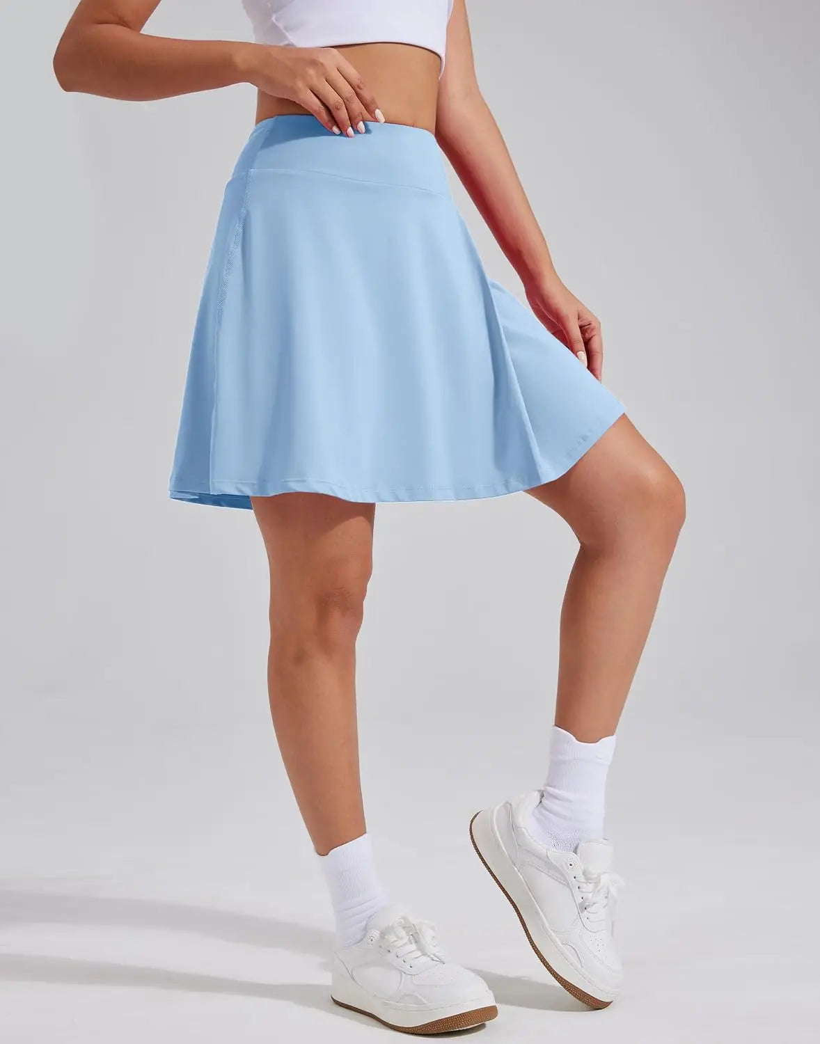 Pioneer Camp Women's 18" High Waisted Tennis Skort with Built-in Shorts & Pockets, Golf Athletic Long Skirt for Tennis Running W