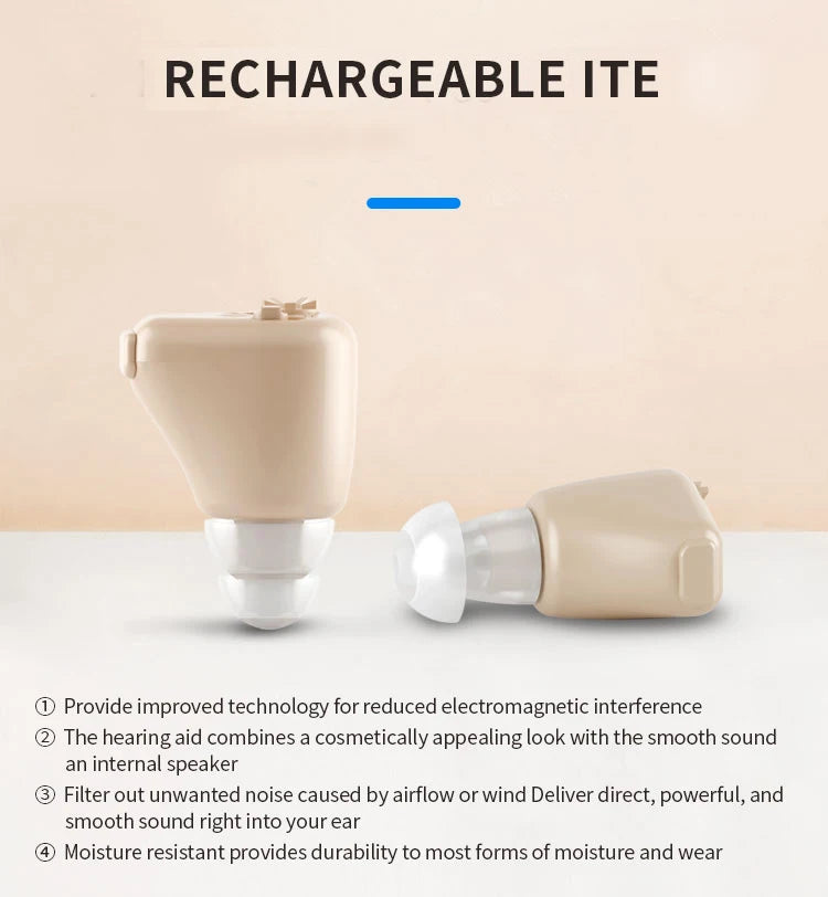 USB Charging Mini Ear Canal Hearing Aids - Lightweight, Adjustable Volume, Clear Sound Quality, Portable Comfortable